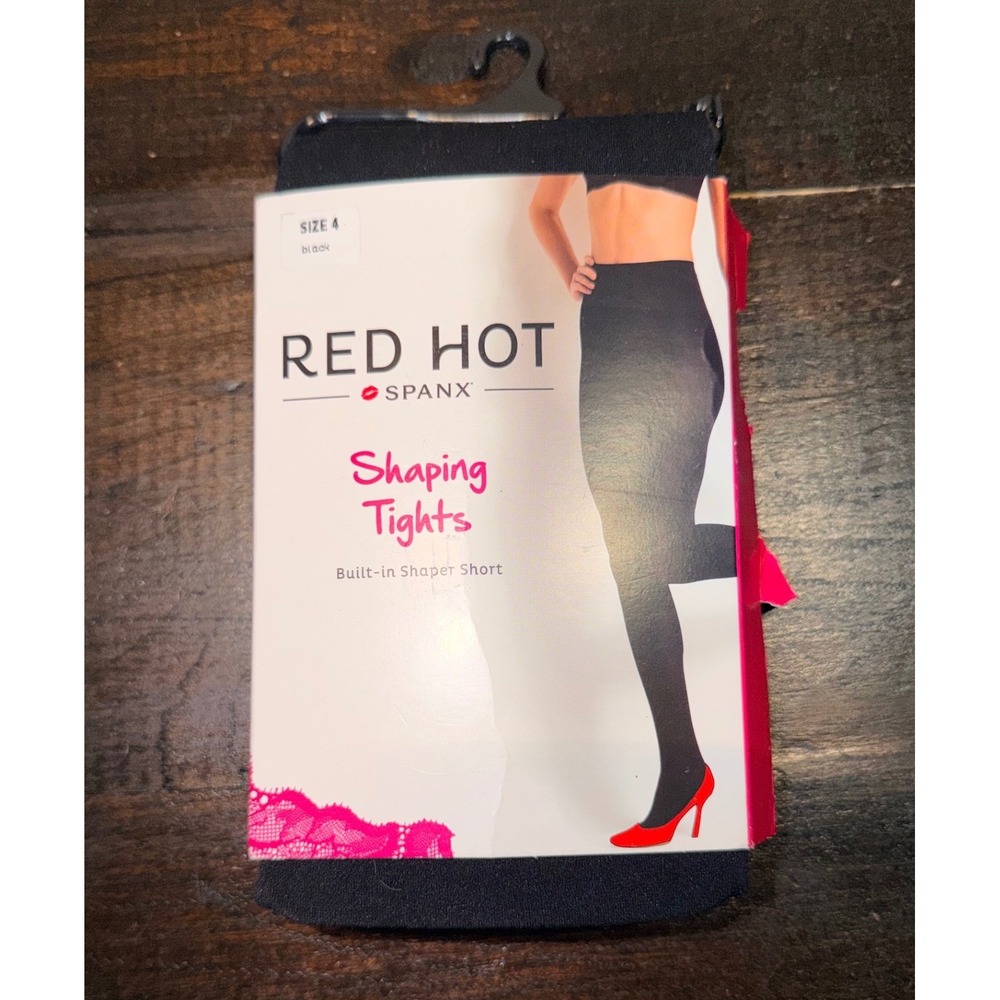 Red Hot by Spanx Black Shaping Tights Built-in Shaper Short Sz 4